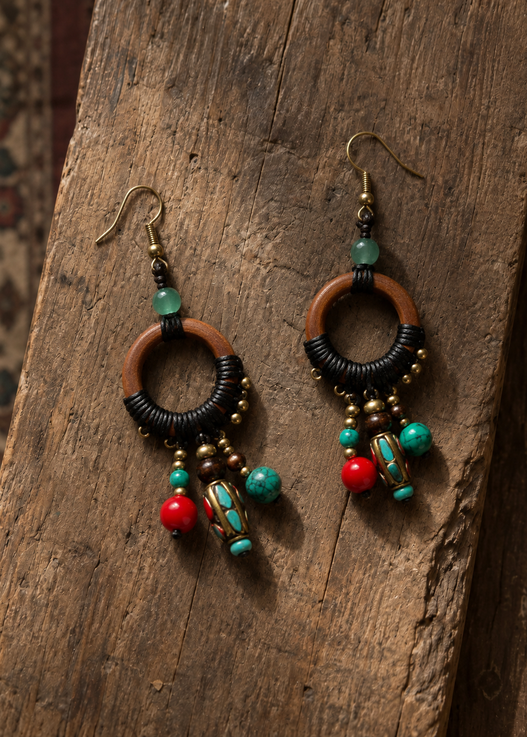 Kora Wooden Bead Drop Earrings