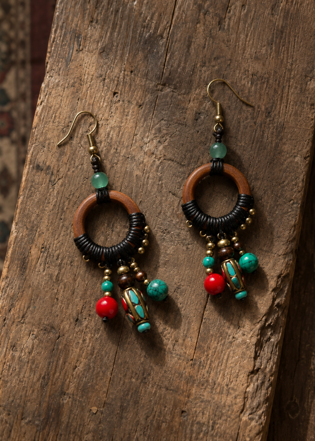 Kora Wooden Bead Drop Earrings