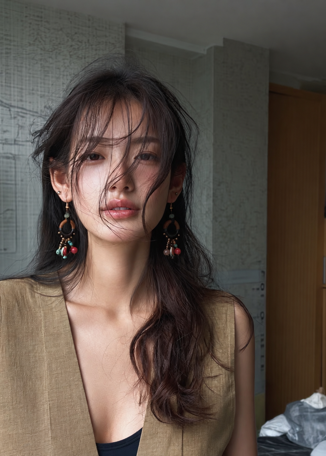 Kora Wooden Bead Drop Earrings