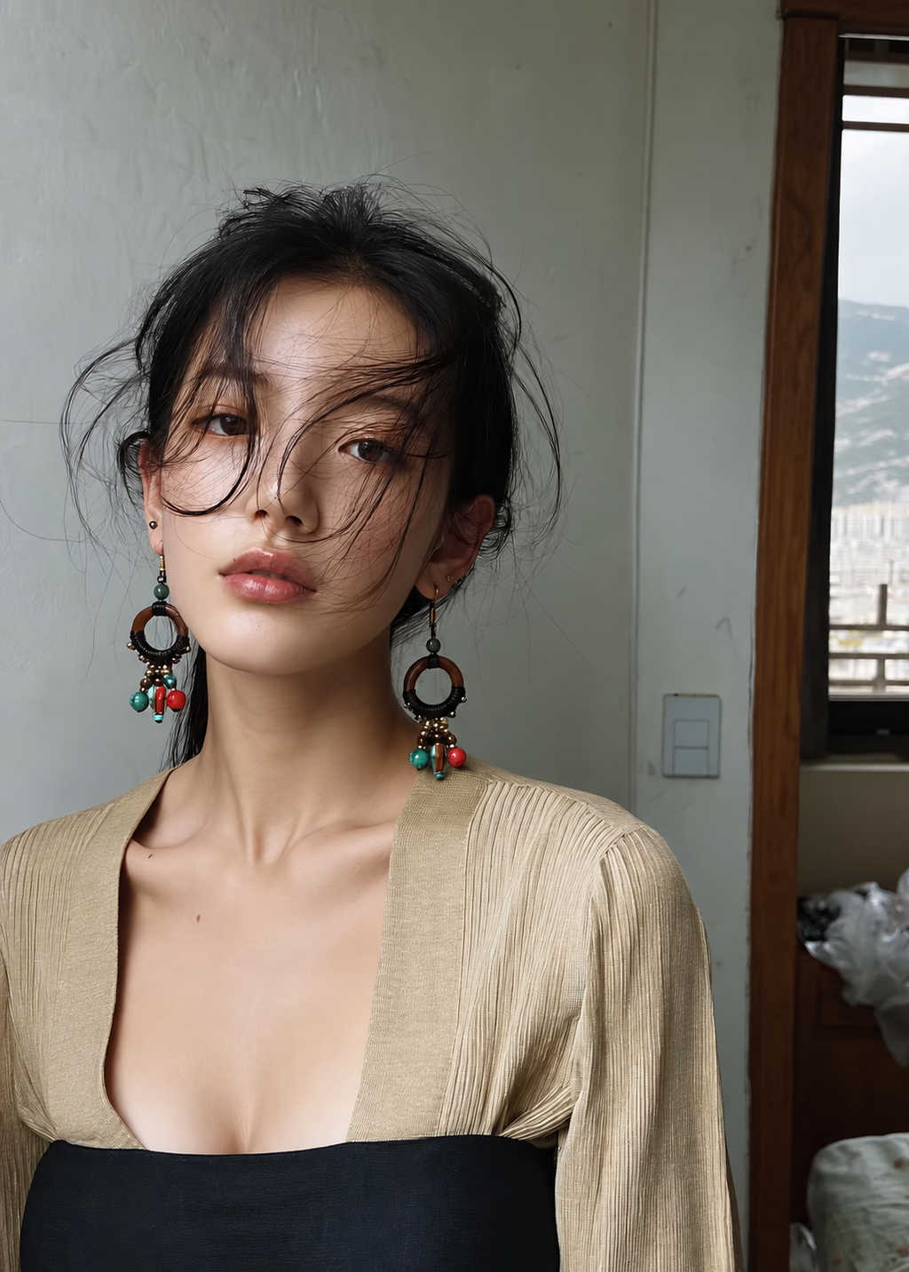 Kora Wooden Bead Drop Earrings
