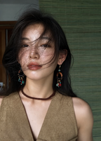 Kora Wooden Bead Drop Earrings