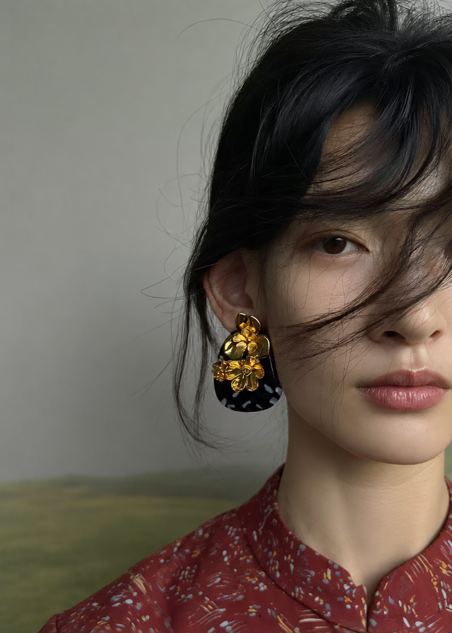 Noir Bloom Statement Earrings