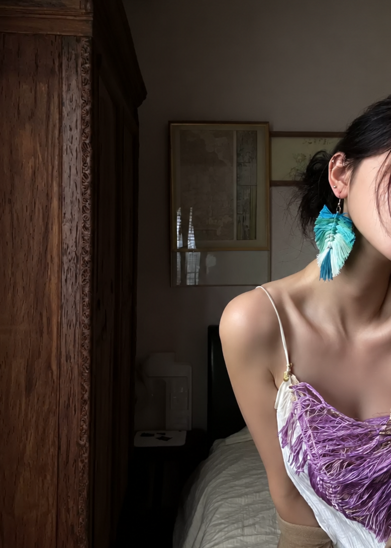 Plume Yarn Statement Earrings