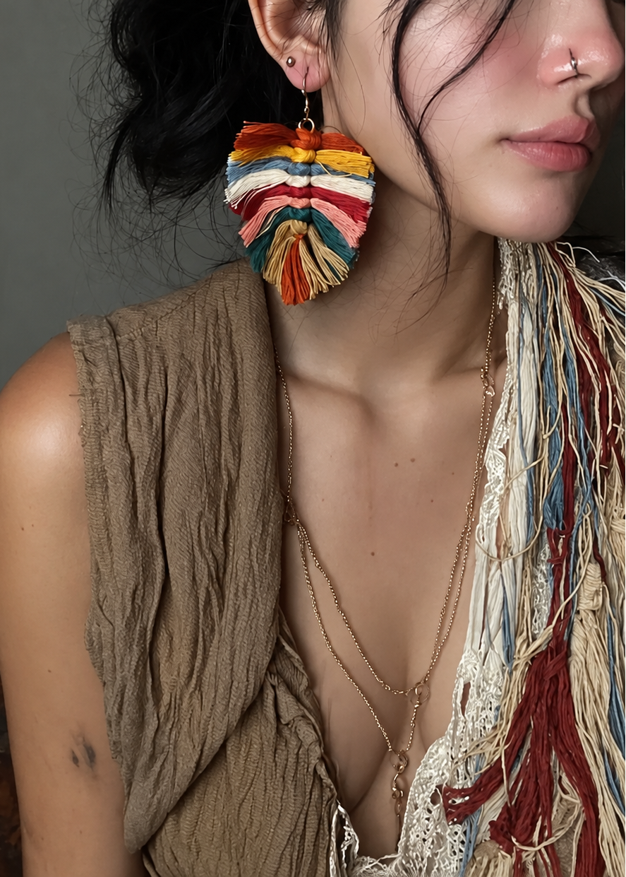 Plume Yarn Statement Earrings