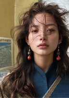 Ember Wooden Bead Drop Earrings