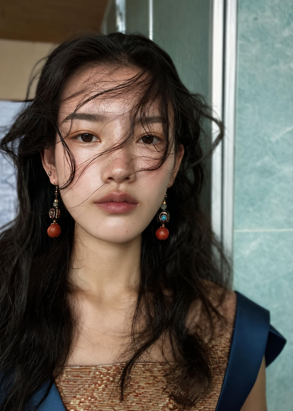 Ember Wooden Bead Drop Earrings
