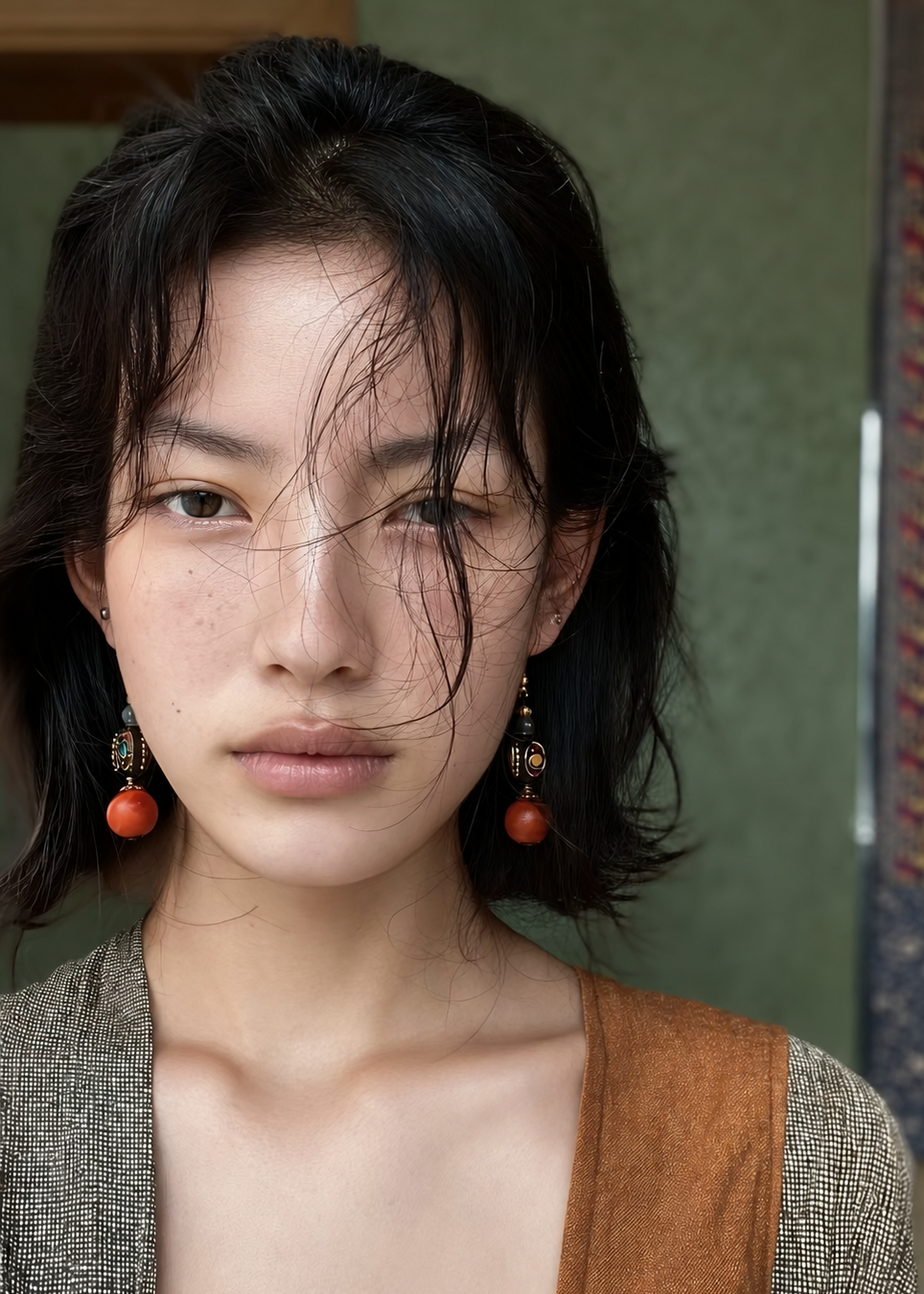 Ember Wooden Bead Drop Earrings